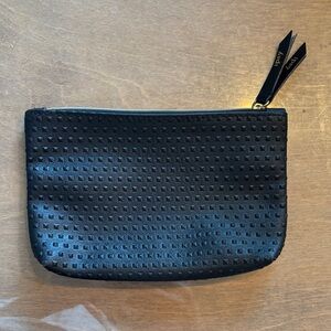 Ipsy Black Textured Pouch with Gold Zipper
